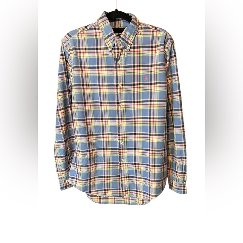 Ralph Lauren Blue Label Plaid Button Down Shirt Medium Custom Fit Preppy Office - Picture 6 of 6